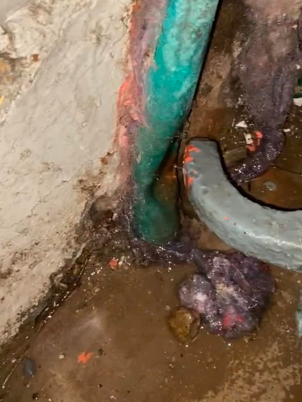 Emergency Stair Pipe Repair, Edinburgh — before